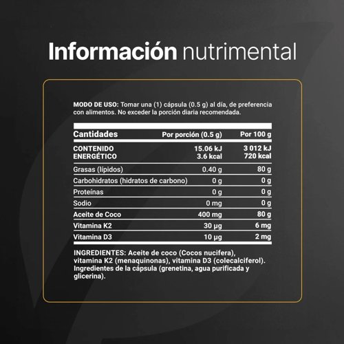 Vitamina D3 + K2 | Con Aceite De Coco - Imagen 2