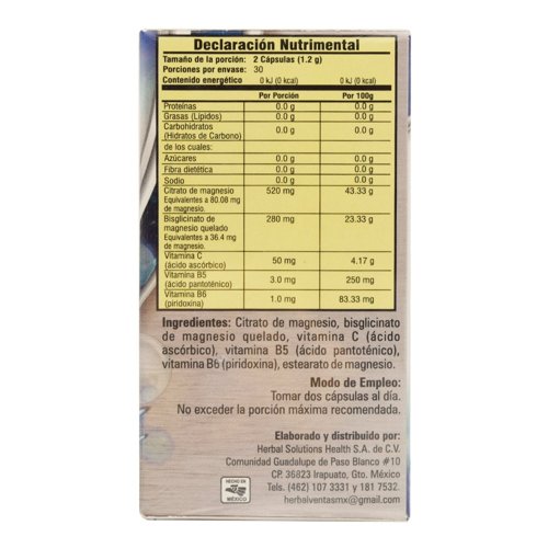 Glicinato Citrato Magnesio 60 Cap - Imagen 3