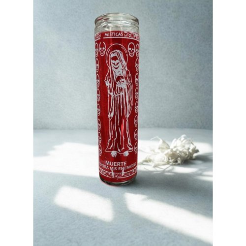 Veladora Parafina Santa Muerte Mistica Roja 1 Pza