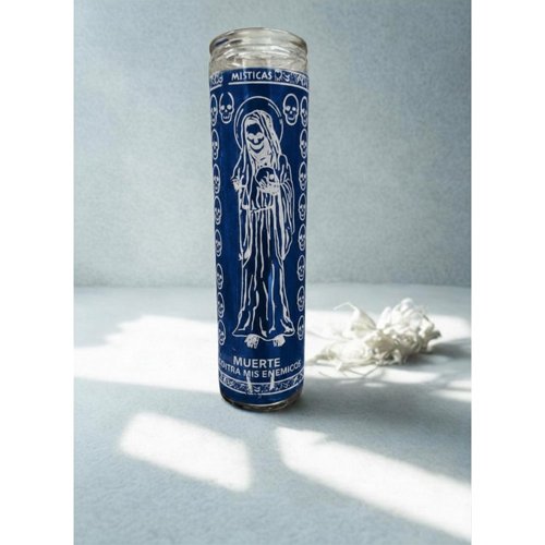 Veladora Parafina Santa Muerte Mistica Azul 1 Pza